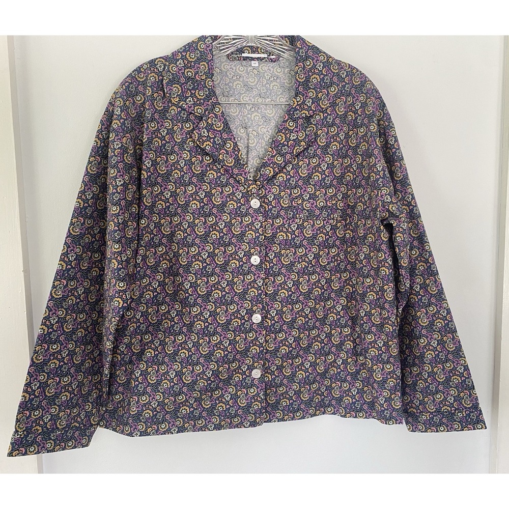 Rhode Berto Floral Paisley Print Cotton XS Button Down Pajamas Set Boho Chic - Picture 3 of 9